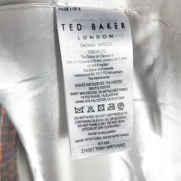 Ted Baker Mayumid Tweed Mini Dress White Ribbed Sleeveless Sz 12 US (5 Ted) - Picture 13 of 15